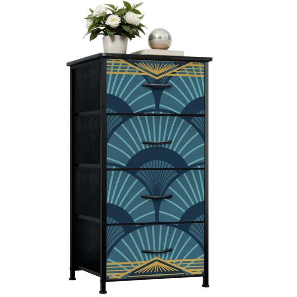 Art Deco Gilded Gold, Royal Blue 4 - Drawer Dresser - Splash of Color Co.