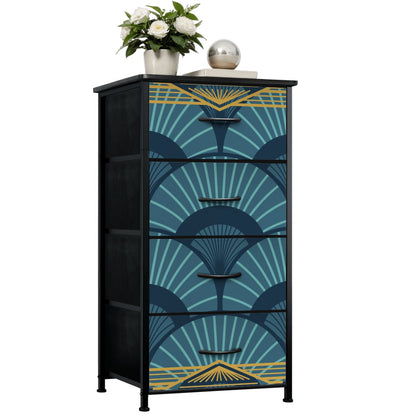 Art Deco Gilded Gold, Royal Blue 4 - Drawer Dresser - Splash of Color Co.