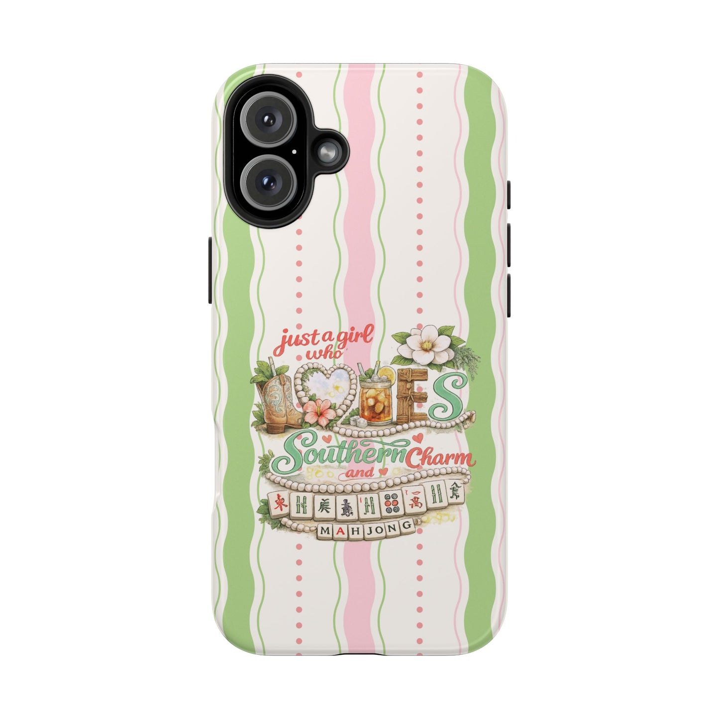 Just a Girl, Who Loves Southern Charm and Mahjong Preppy Pastel Phone Cases - Splash of Color Co.