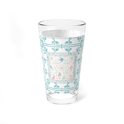 Mahjong Drinkware, Pastel Tiles, Charming Mixing Glass, 16oz – Vintage Floral Design, Perfect Mahjong Gift