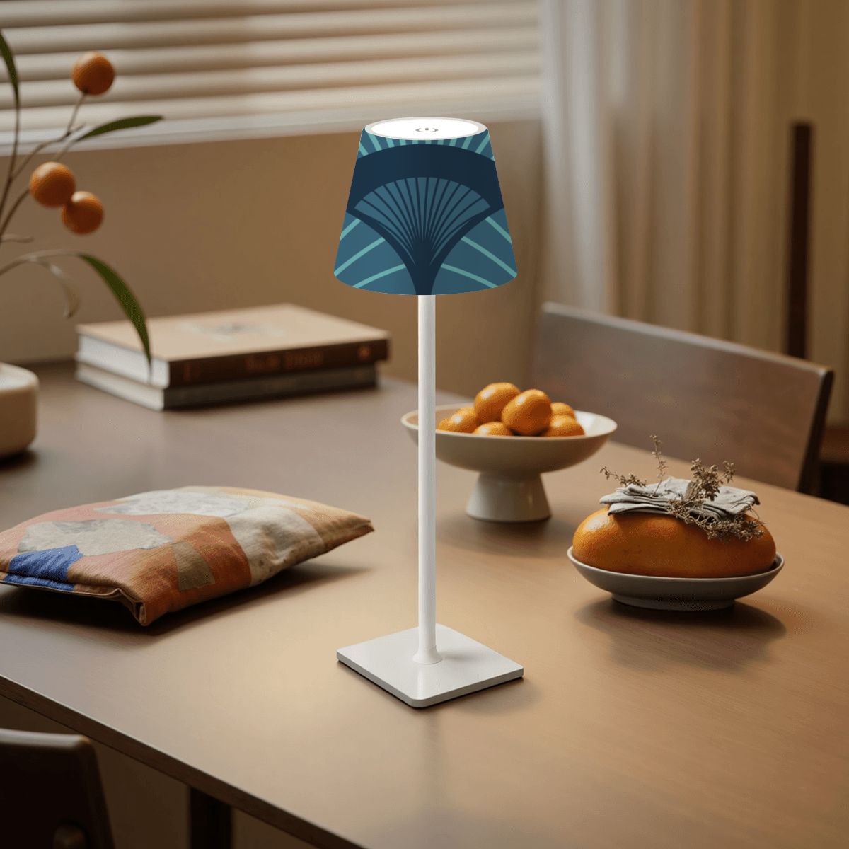 Blue Art Deco Mahjong LED Cordless Table Lamp - Splash Of Mahj And Color Co.