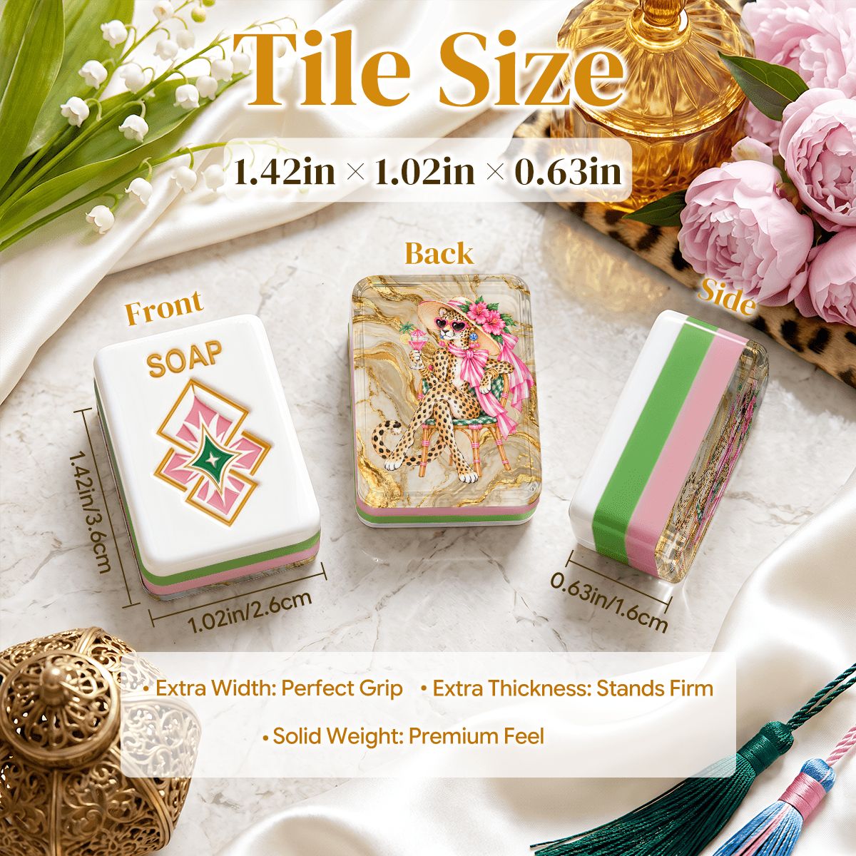 Sipping Leopard 4 Layer Glam Winter American Mahjong Tiles And Carry Case - Splash Of Mahj And Color Co.