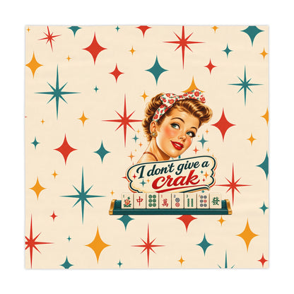 Funny Mahjong Tablecloth — “I Don’t Give a Crak” Vintage Pin-Up Game Night Table Cover