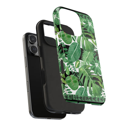 Tropical Mahjong Phone Case Tough Phone Case, Monstera Boho Style