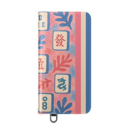 Mahjong Watercolor Artistic Flip Case for Phones, Stylish Wallet Cover, Trendy Phone Accessory, Ideal Gift for Friends, Protective Phone Sleeve