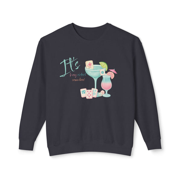 Mahjong Cocktail Funny It's Kong O'Clock Somewhere Unisex Lightweight Crewneck Sweatshirt - Splash of Color Co.
