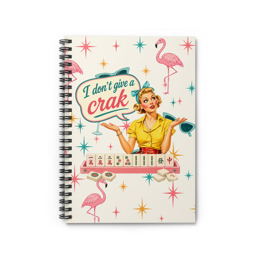 Mahjong Notebook Flamingo Funny "I Don't Give a Crak" Ruled Spiral Journal - Splash Of Mahj And Color Co.