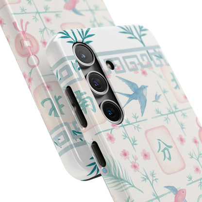 Whimsical Mahjong Tile Pastel Preppy Tough Phone Cases with Vibrant Oriental Designs Mahj Lover Gift