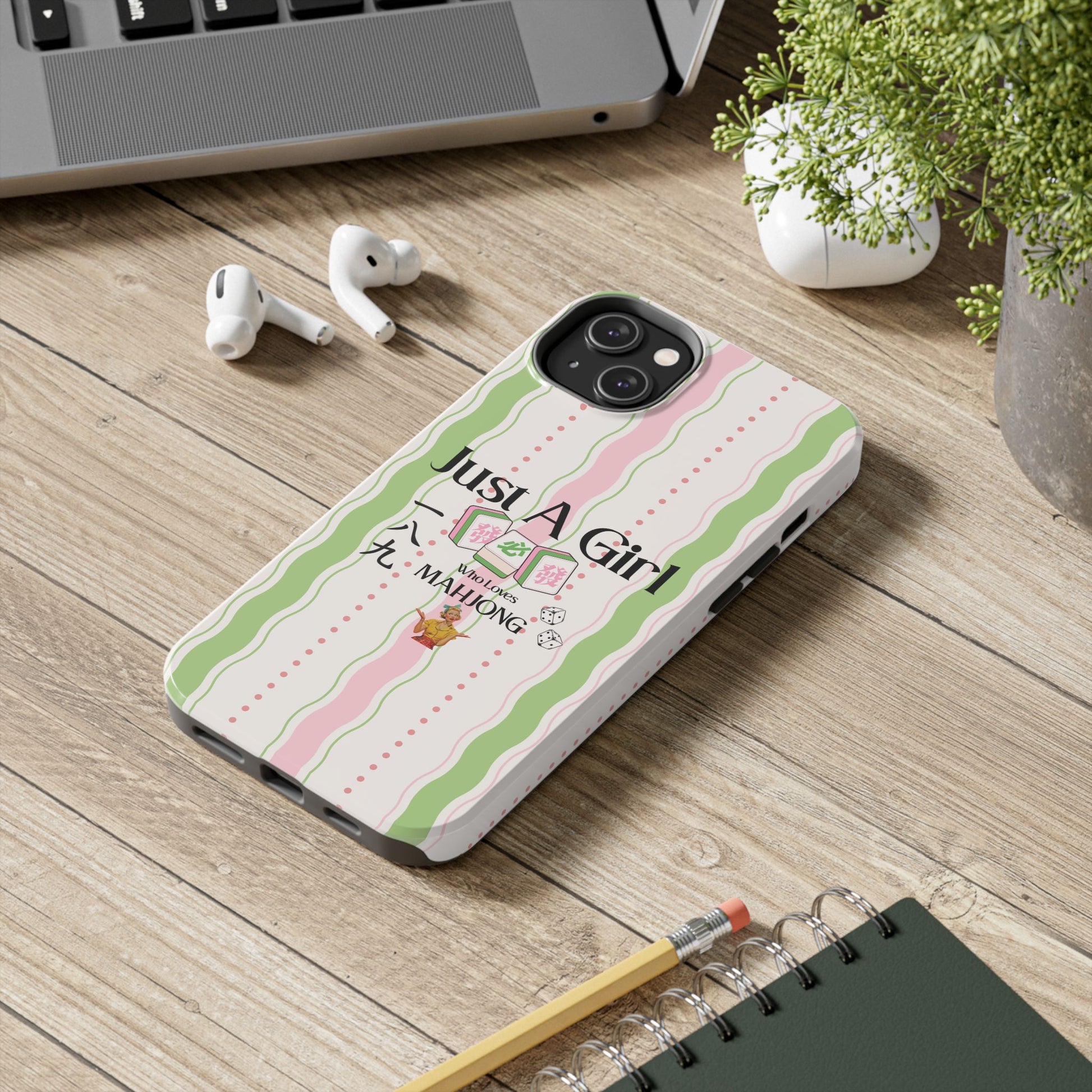 Just A Girl Who Loves Mahjong Phone Case | Mahjong Tiles Pattern - Splash of Color Co.