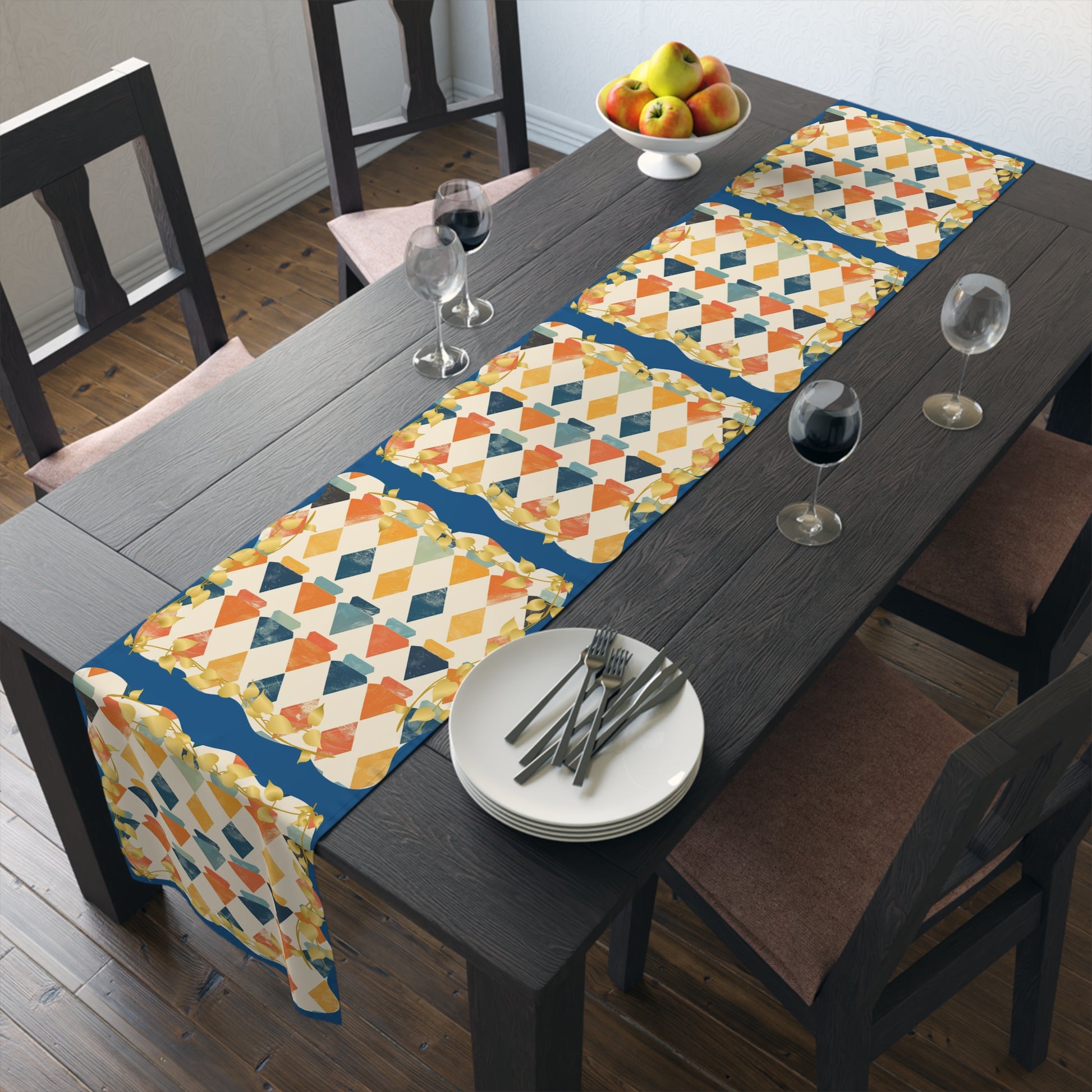 Modern Mazel Jewish Designed Table Runner — Geometric Designed Decor - Splash of Color Co.