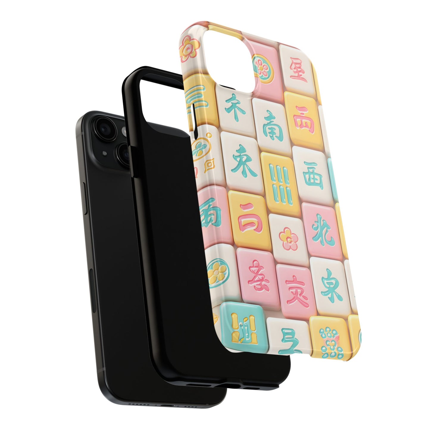 Pastel Mahjong Tile Phone Case | Cute Asian Game Pattern, Durable Protective Case - Splash of Color Co.