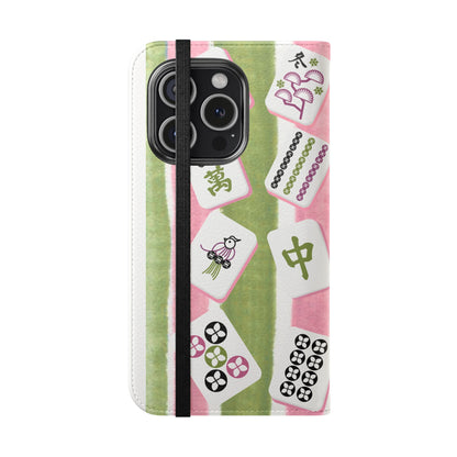 Colorful Mahjong Flip Cases for Phones, Unique Phone Cover, Gift for Gamers, Handheld Device Protection, Stylish Phone Accessory
