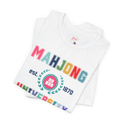 Mahjong University Unisex Tee, Fun Graphic T-Shirt, Perfect for Casual Wear Game Nights