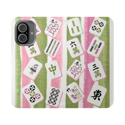 Colorful Mahjong Flip Cases for Phones, Unique Phone Cover, Gift for Gamers, Handheld Device Protection, Stylish Phone Accessory