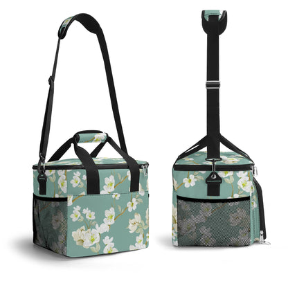 Whimsical Dogs Playing Mahjong Floral Asian Designed Cooler Bag For Game Nights Or Pool Side