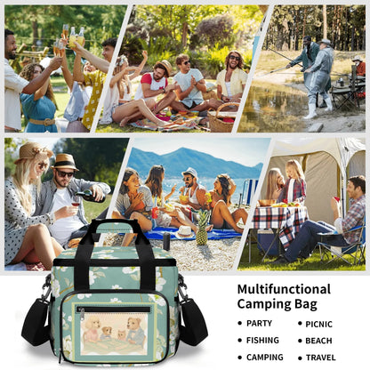 Whimsical Dogs Playing Mahjong Floral Asian Designed Cooler Bag For Game Nights Or Pool Side
