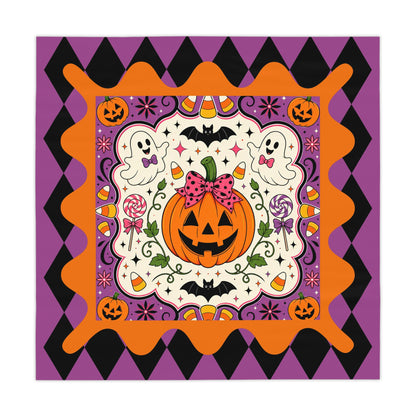 Halloween Pumpkin & Ghost Tablecloth — Cute Jack-O'-Lantern Party Table Decor