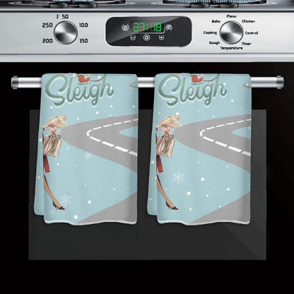 Mahjong Christmas Kitchen Bath Tea Towels, Funny Sleigh Queen Vintage Nostalgia Mahj Gift