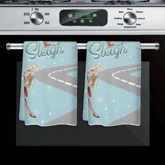 Mahjong Christmas Kitchen Bath Tea Towels, Funny Sleigh Queen Vintage Nostalgia Mahj Gift