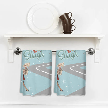 Mahjong Christmas Kitchen Bath Tea Towels, Funny Sleigh Queen Vintage Nostalgia Mahj Gift