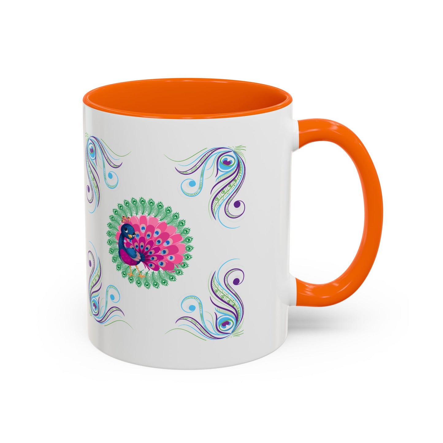 Preppy Peacock Whimsical Pink Green, Purple Coffee Mug - Splash of Color Co.
