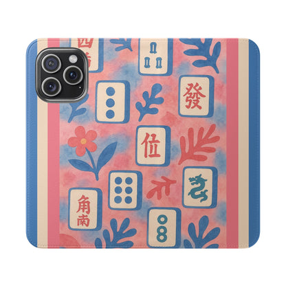 Mahjong Watercolor Artistic Flip Case for Phones, Stylish Wallet Cover, Trendy Phone Accessory, Ideal Gift for Friends, Protective Phone Sleeve