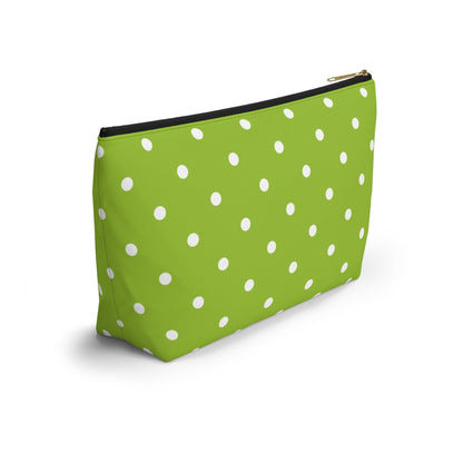 Whimsical Mahjong Tile Tote Pouch, Green Citrus Polka Dot One Bam Bird Colorful Bird Mahj Gift