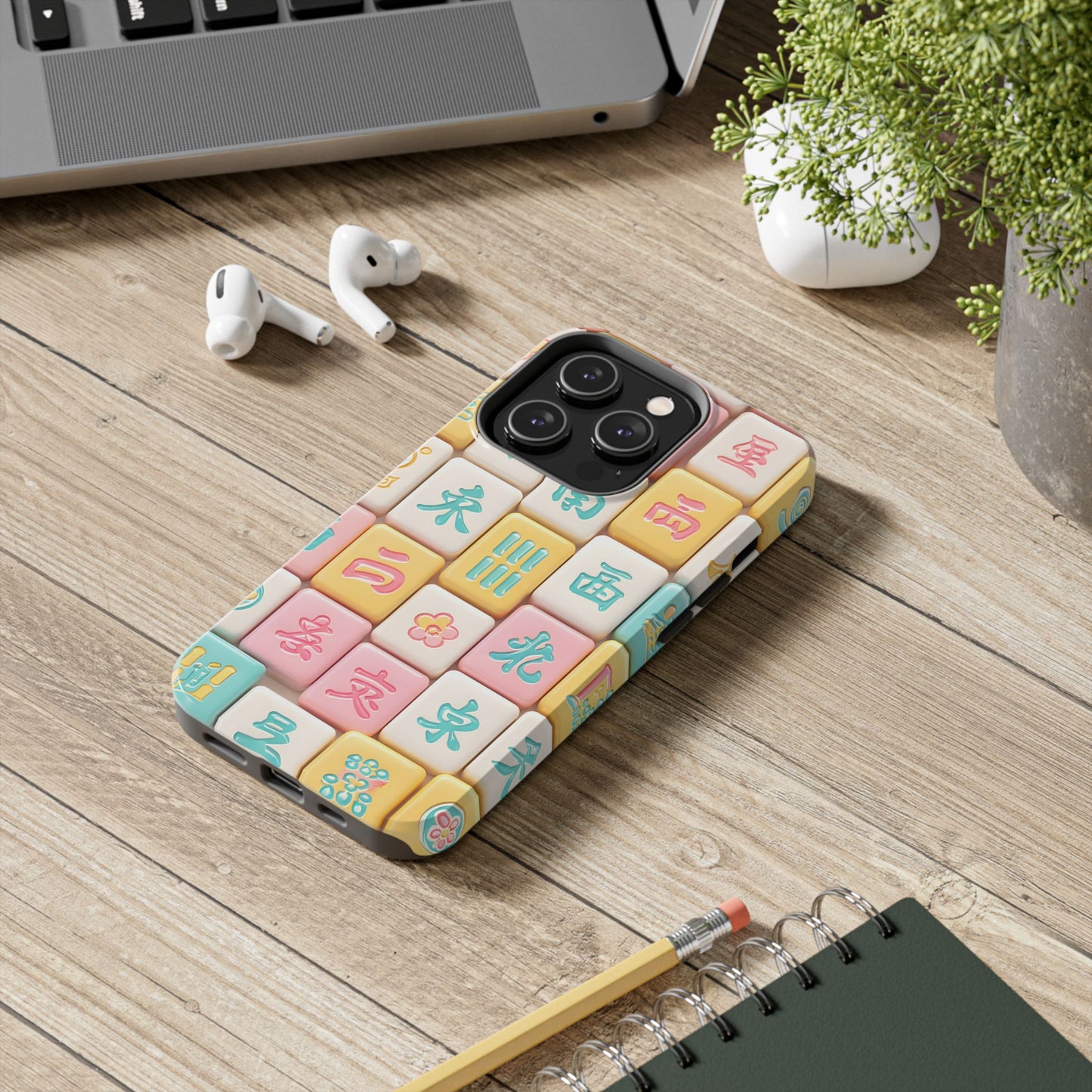 Pastel Mahjong Tile Phone Case | Cute Asian Game Pattern, Durable Protective Case - Splash of Color Co.