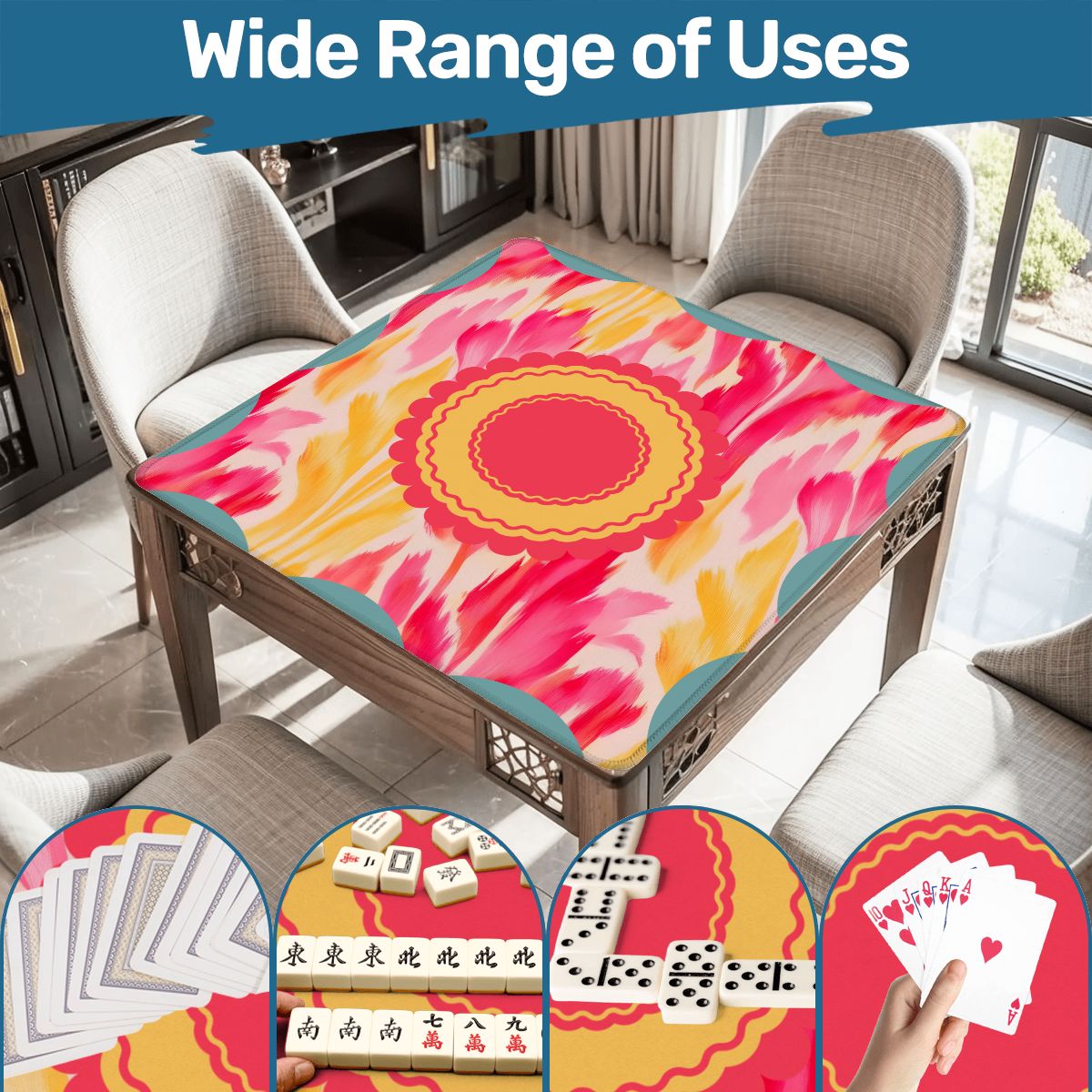 Summer Sorbet Paint Strokes Pink And Yellow Mahjong Mat - Splash Of Mahj And Color Co.