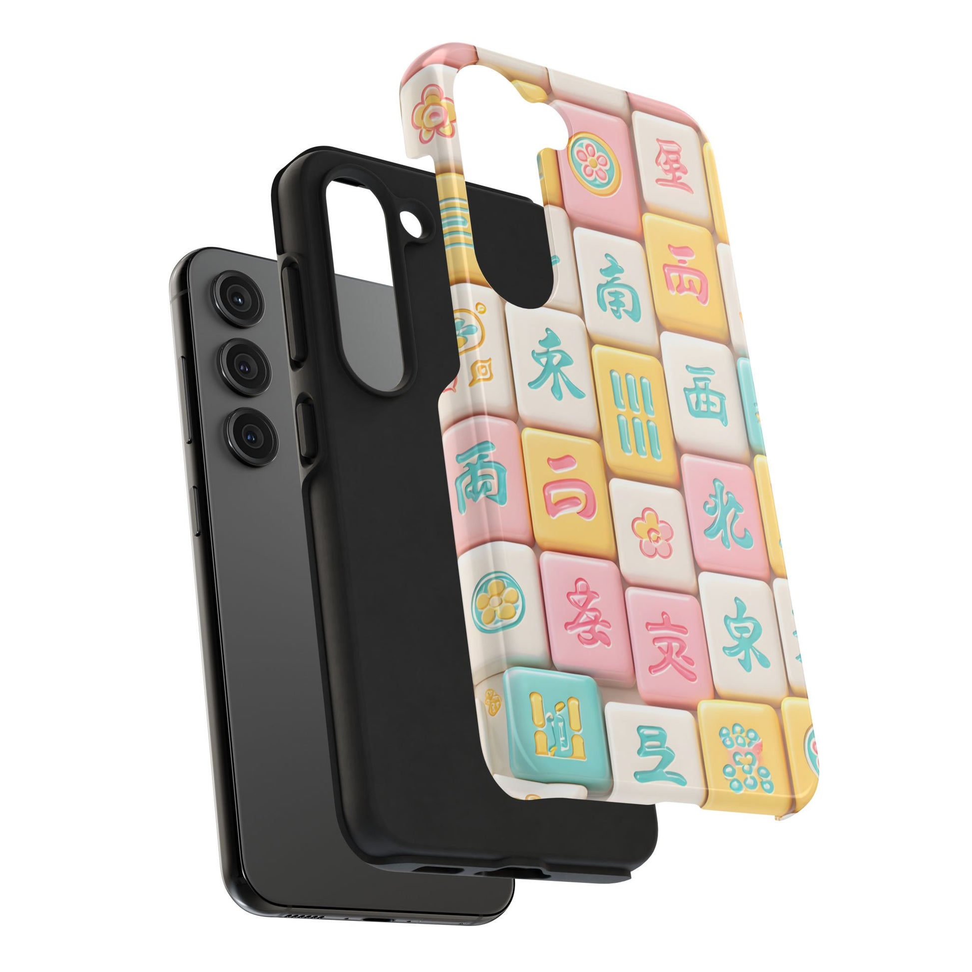 Pastel Mahjong Tile Phone Case | Cute Asian Game Pattern, Durable Protective Case - Splash of Color Co.