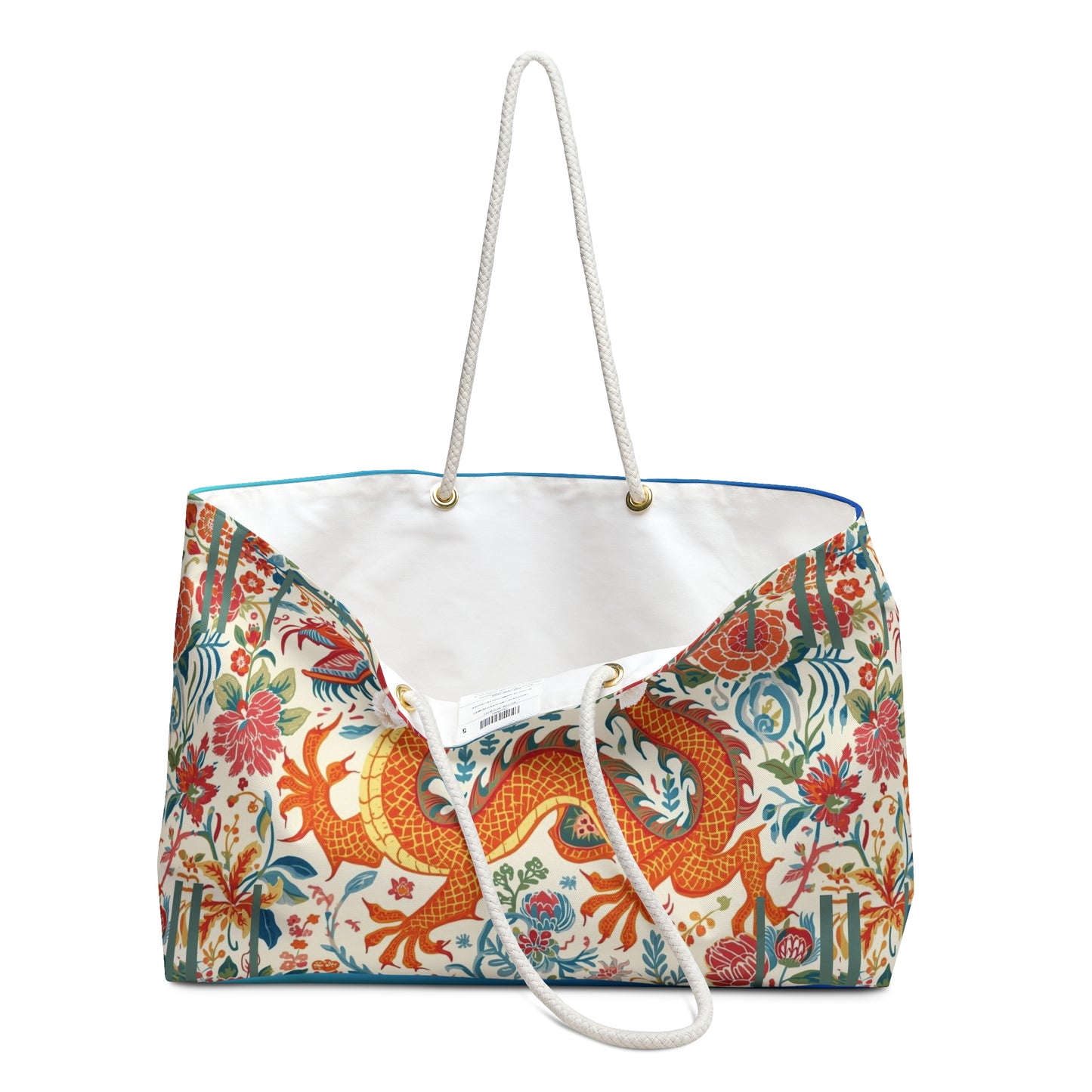 Majestic Dragon Floral Weekender Bag — Vintage Oriental Travel Tote - Splash of Color Co.