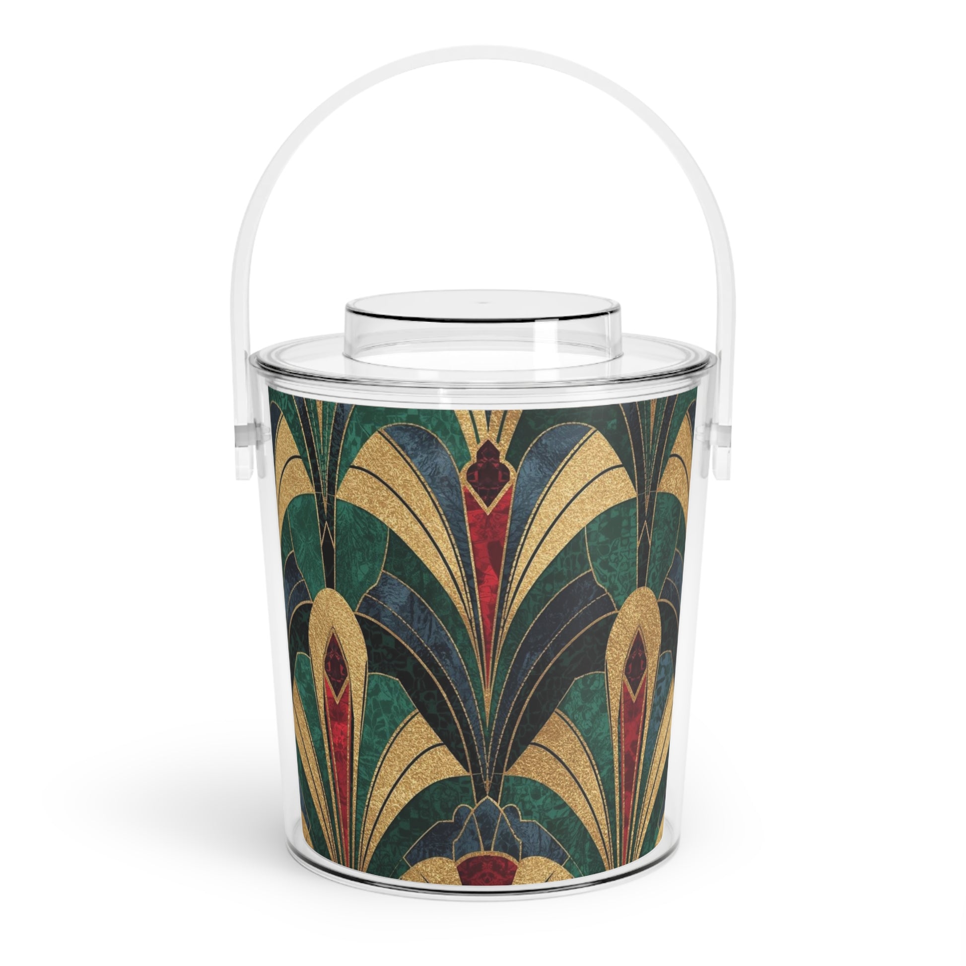 Art Deco Ice Bucket with Tongs — Vintage Geometric Bar Cooler - Splash of Color Co.