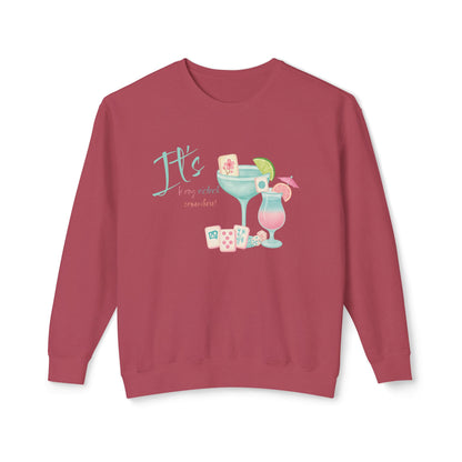 Mahjong Cocktail Funny It's Kong O'Clock Somewhere Unisex Lightweight Crewneck Sweatshirt