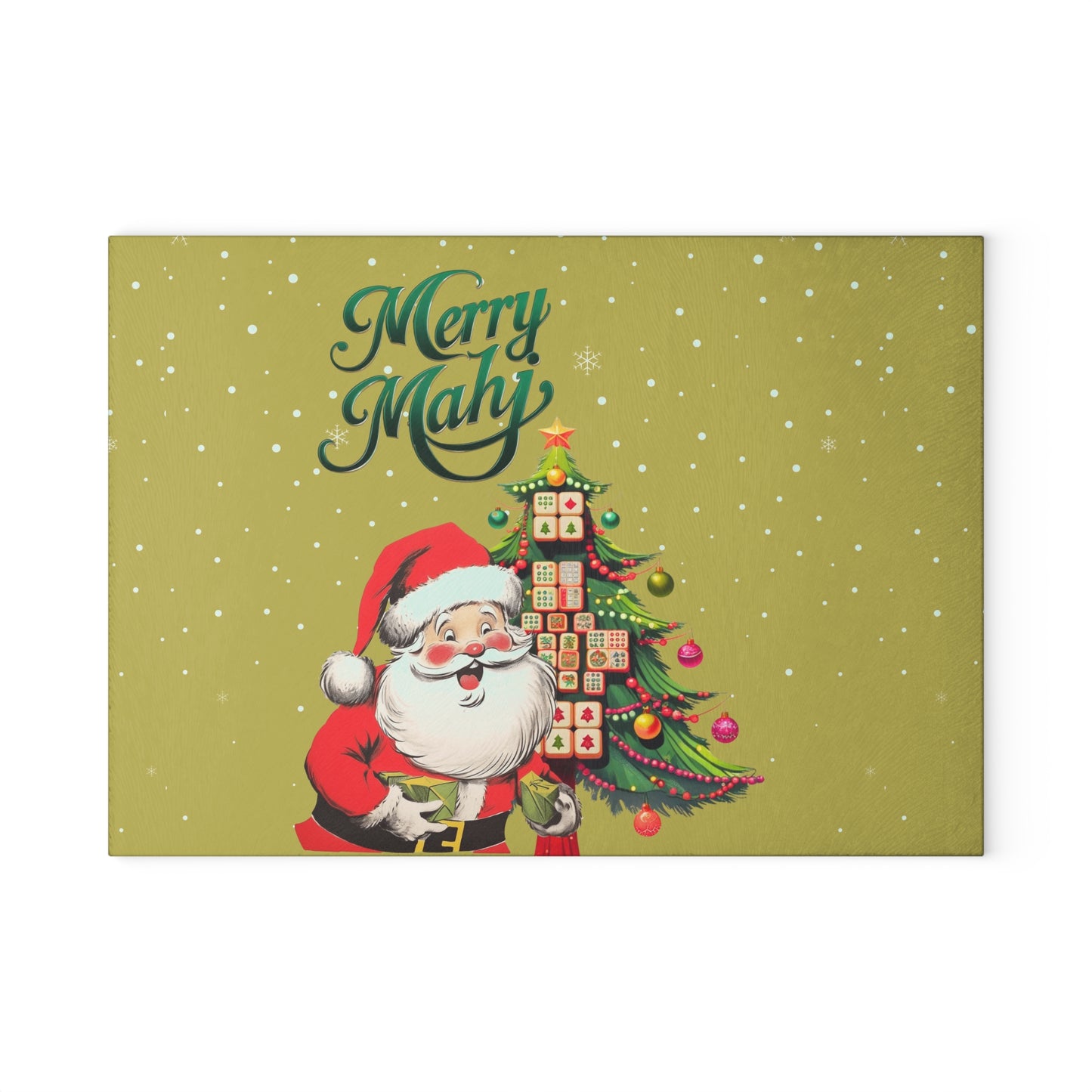 Mahjong Christmas Jolly Santa Merry Mahj Serving Cutting Board