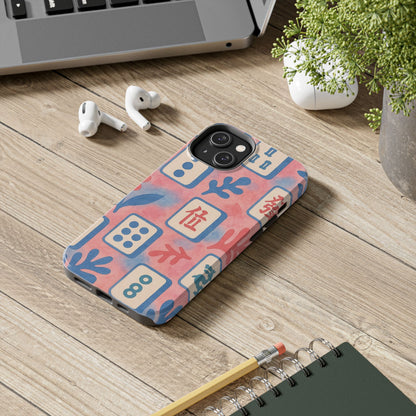 Mahjong Phone Case, Pink Pastel Blue Mahj Lover Mahjong Tile Phone Case