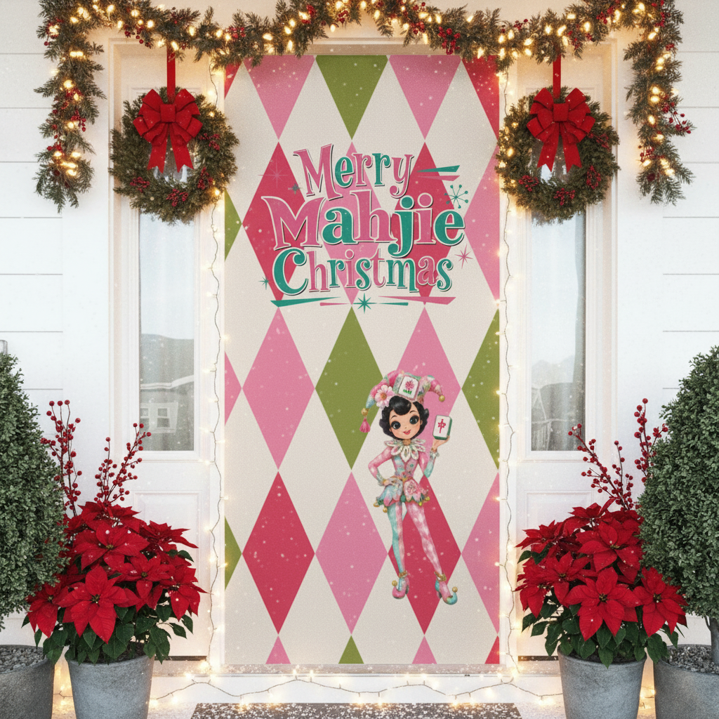 Mahjies Mahjong Merry Mahj Christmas Door Sock