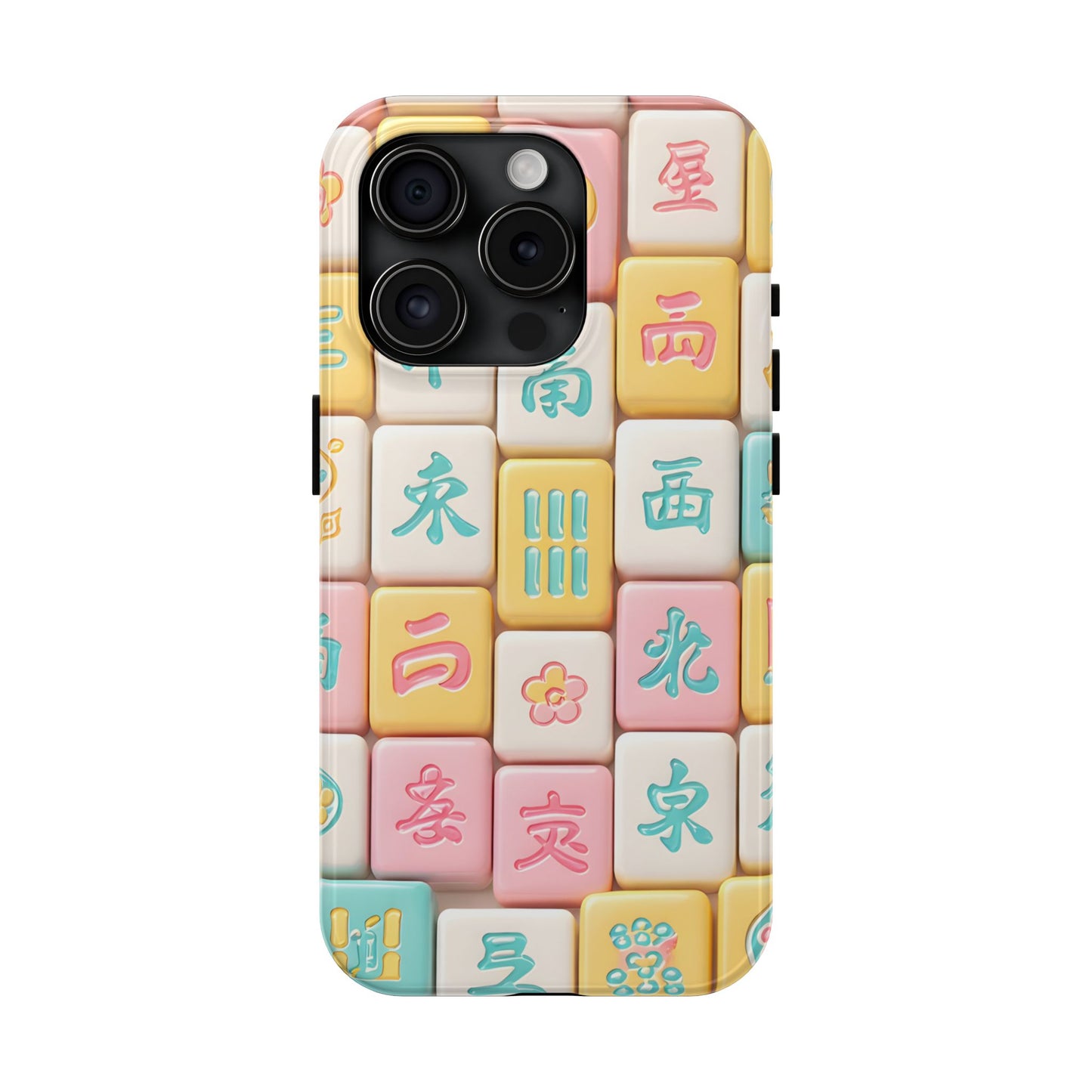 Pastel Mahjong Tile Phone Case | Cute Asian Game Pattern, Durable Protective Case - Splash of Color Co.