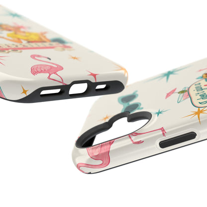 Funny Mahjong Tropical Flamingo Phone Case — “I Don’t Give a Crak” Magnetic Impact-Resistant Case