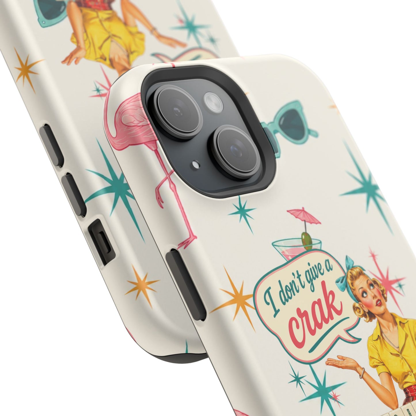 Funny Mahjong Tropical Flamingo Phone Case — “I Don’t Give a Crak” Magnetic Impact-Resistant Case