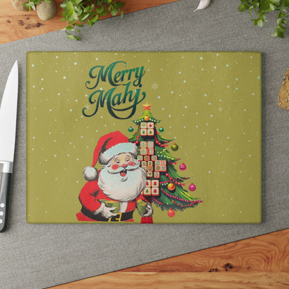 Mahjong Christmas Jolly Santa Merry Mahj Serving Cutting Board