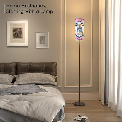 Preppy Pink Chinoiserie Cheetah Modern Floor Lamp - Splash of Color Co.