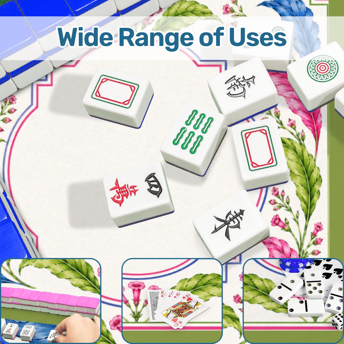 Tobacco Leaf Mahjong Mat Floral Chinoiserie Mahjong Mat 33"x33"