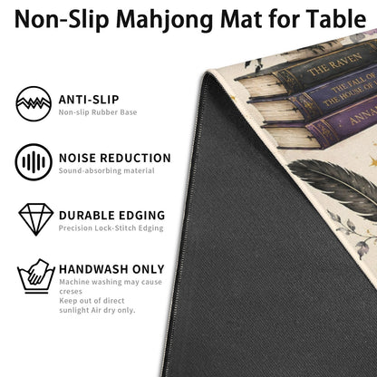 Poe Gothic Halloween Stitched-Edge Mahjong Table Mat 33" x 33"