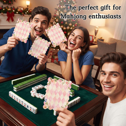 Pink Harlequin Romance Scalloped Mahjong Shuffler Cards Set of 4 - Splash Of Mahj And Color Co.