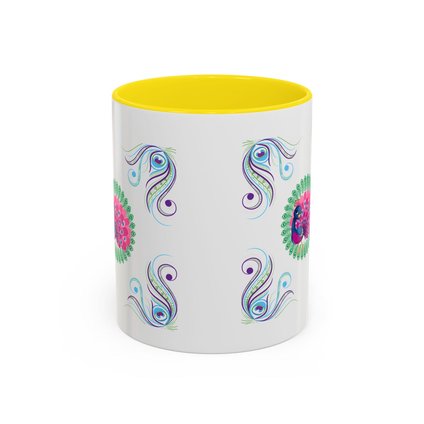Preppy Peacock Whimsical Pink Green, Purple Coffee Mug - Splash of Color Co.