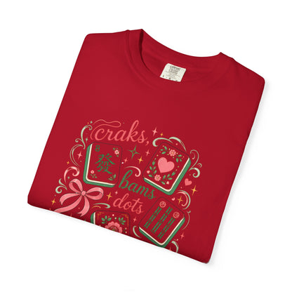 Mahjong Club T-Shirt — Cute Mahjong Tiles Graphic Tee (Crak! Bams Dots)