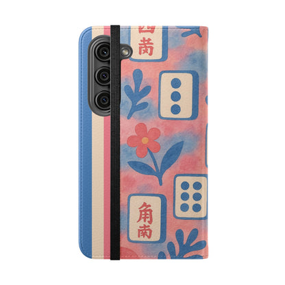 Mahjong Watercolor Artistic Flip Case for Phones, Stylish Wallet Cover, Trendy Phone Accessory, Ideal Gift for Friends, Protective Phone Sleeve