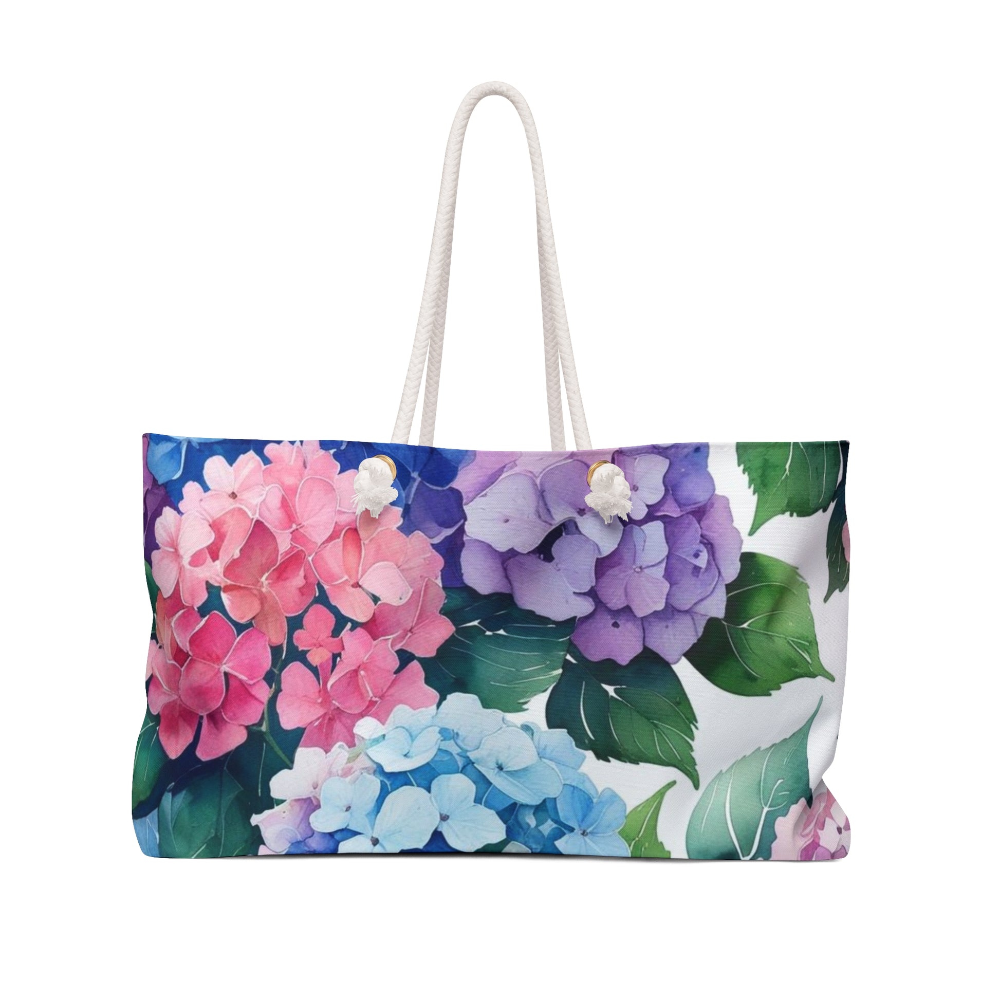 Hydrangea Floral Mahjong Tote Bag Weekender Bag | Watercolor Blue Pink Purple - Splash of Color Co.