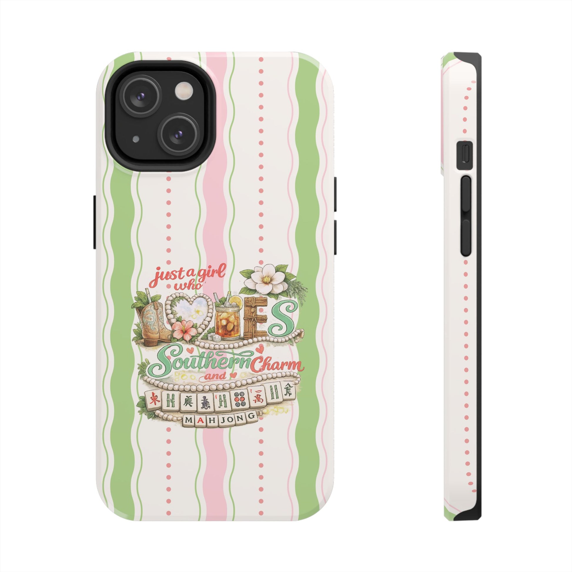 Just a Girl, Who Loves Southern Charm and Mahjong Preppy Pastel Phone Cases - Splash of Color Co.