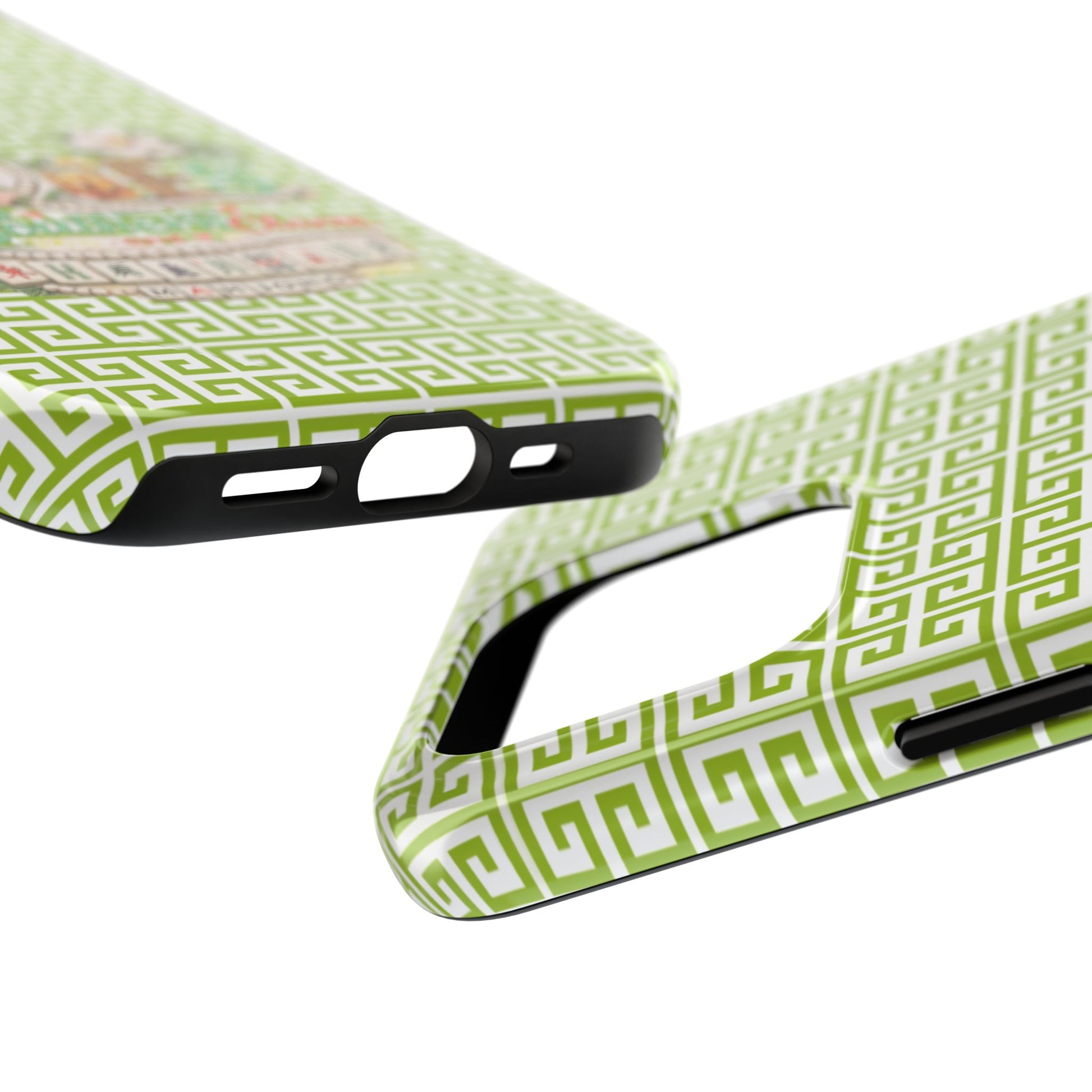 Mahjong Floral Pattern Just A Girl Who Loves Southern Charm and Mahjong Phone Case | Green Geometric Background - Splash of Color Co.
